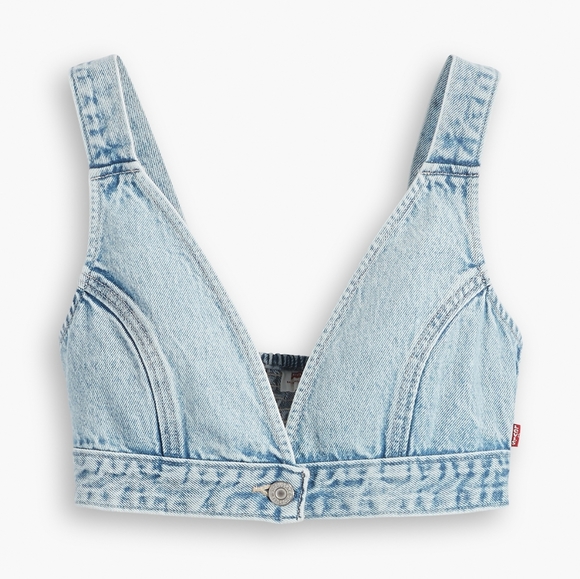 NWT Levi's Light Indigo Stonewash Joli Denim Crop Top L - Picture 10 of 10